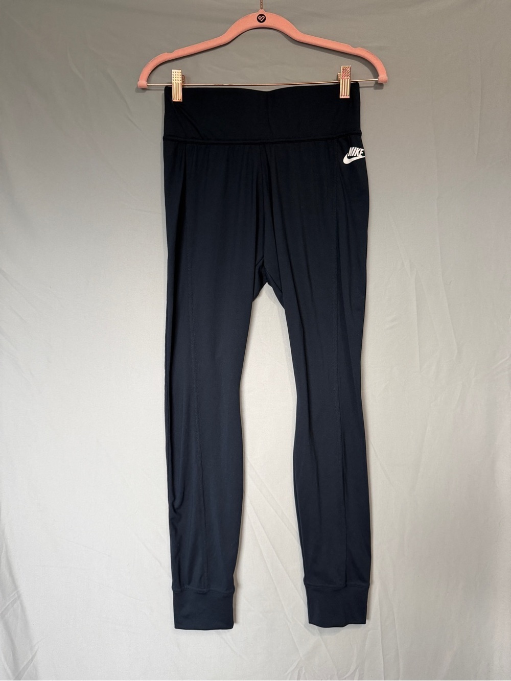 Nike Womens N7 Leggings Size M Navy Blue Comfy Logo Running Yoga Gym Fitness